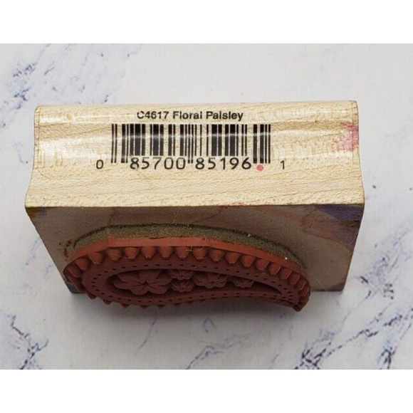 Hero Arts Paisley Teardrop Pattern With Flowers Wood Mounted Rubber Stamp C4617 - Picture 2 of 7